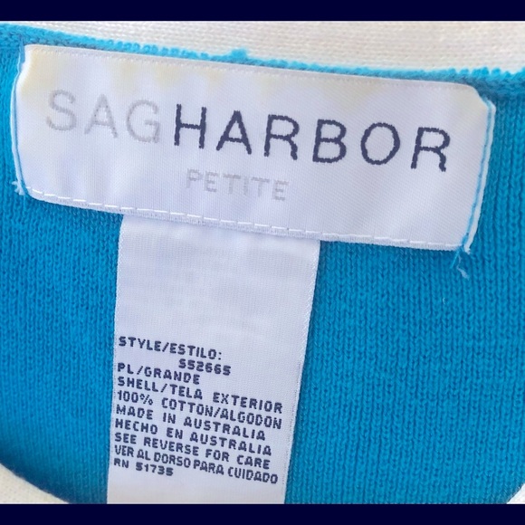 Sag Harbor blue and white horizontal striped sweater top size PL - Picture 4 of 5